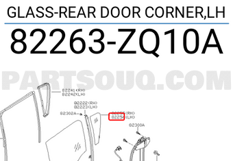 Nissan 82263ZQ10A GLASS-REAR DOOR CORNER,LH