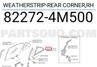 Nissan 822724M500 WEATHERSTRIP-REAR CORNER,RH