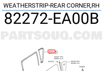 Nissan 82272EA00B WEATHERSTRIP-REAR CORNER,RH
