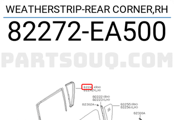 Nissan 82272EA500 WEATHERSTRIP-REAR CORNER,RH