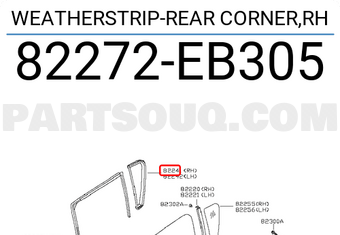 Nissan 82272EB305 WEATHERSTRIP-REAR CORNER,RH