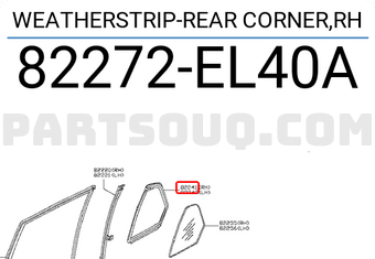 Nissan 82272EL40A WEATHERSTRIP-REAR CORNER,RH