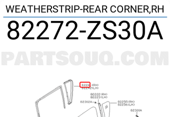 Nissan 82272ZS30A WEATHERSTRIP-REAR CORNER,RH