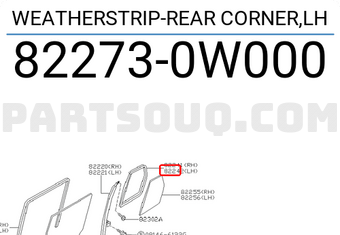 Nissan 822730W000 WEATHERSTRIP-REAR CORNER,LH
