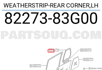 Nissan 8227383G00 WEATHERSTRIP-REAR CORNER,LH