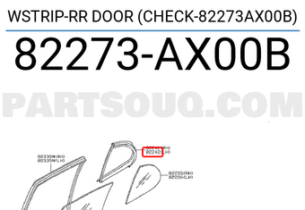 Nissan 82273AX00B WSTRIP-RR DOOR (CHECK-82273AX00B)