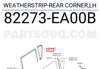 Nissan 82273EA00B WEATHERSTRIP-REAR CORNER,LH