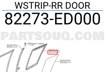 Nissan 82273ED000 WSTRIP-RR DOOR