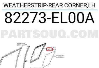 Nissan 82273EL00A WEATHERSTRIP-REAR CORNER,LH