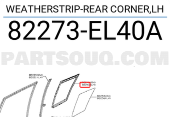 Nissan 82273EL40A WEATHERSTRIP-REAR CORNER,LH
