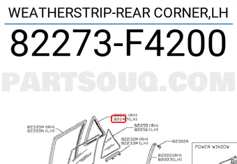 Nissan 82273F4200 WEATHERSTRIP-REAR CORNER,LH