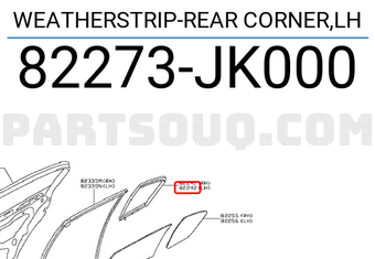 Nissan 82273JK000 WEATHERSTRIP-REAR CORNER,LH