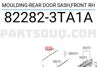 Nissan 822823TA1A MOULDING-REAR DOOR SASH,FRONT RH