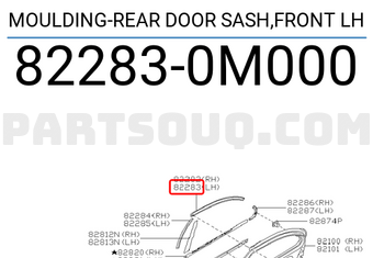 Nissan 822830M000 MOULDING-REAR DOOR SASH,FRONT LH