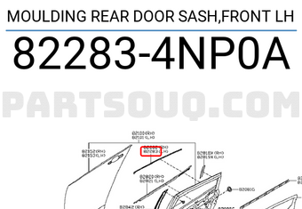 Nissan 822834NP0A MOULDING REAR DOOR SASH,FRONT LH