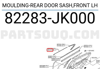 Nissan 82283JK000 MOULDING-REAR DOOR SASH,FRONT LH