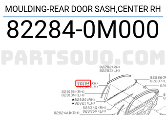 Nissan 822840M000 MOULDING-REAR DOOR SASH,CENTER RH