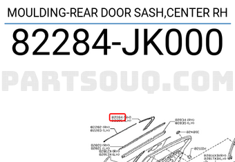 Nissan 82284JK000 MOULDING-REAR DOOR SASH,CENTER RH