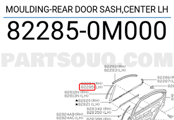 Nissan 822850M000 MOULDING-REAR DOOR SASH,CENTER LH