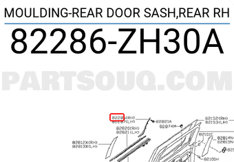 Nissan 82286ZH30A MOULDING-REAR DOOR SASH,REAR RH