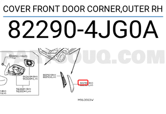 Nissan 822904JG0A COVER FRONT DOOR CORNER,OUTER RH