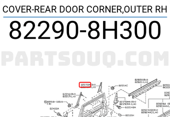 Nissan 822908H300 COVER-REAR DOOR CORNER,OUTER RH