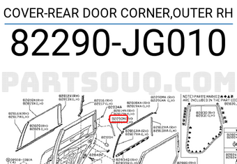 Nissan 82290JG010 COVER-REAR DOOR CORNER,OUTER RH