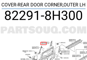 Nissan 822918H300 COVER-REAR DOOR CORNER,OUTER LH