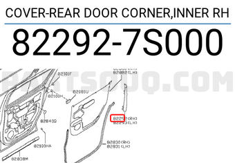 Nissan 822927S000 COVER-REAR DOOR CORNER,INNER RH