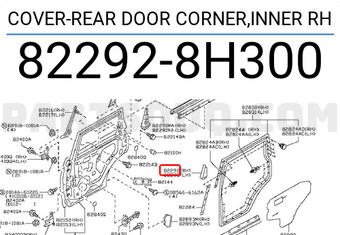 Nissan 822928H300 COVER-REAR DOOR CORNER,INNER RH