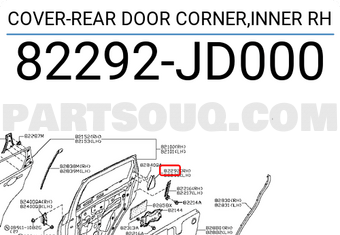Nissan 82292JD000 COVER-REAR DOOR CORNER,INNER RH