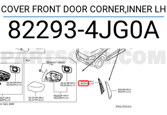 Nissan 822934JG0A COVER FRONT DOOR CORNER,INNER LH