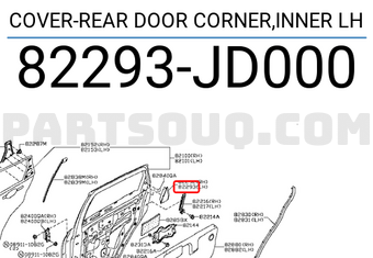 Nissan 82293JD000 COVER-REAR DOOR CORNER,INNER LH