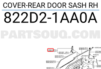 Nissan 822D21AA0A COVER-REAR DOOR SASH RH