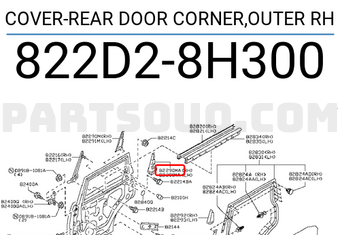 Nissan 822D28H300 COVER-REAR DOOR CORNER,OUTER RH