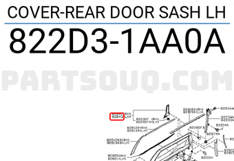 Nissan 822D31AA0A COVER-REAR DOOR SASH LH