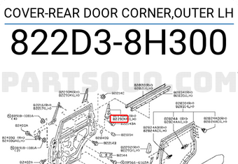 Nissan 822D38H300 COVER-REAR DOOR CORNER,OUTER LH