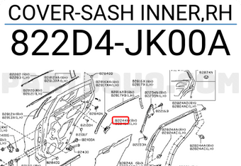 Nissan 822D4JK00A COVER-SASH INNER,RH