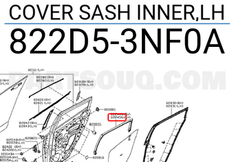 Nissan 822D53NF0A COVER SASH INNER,LH