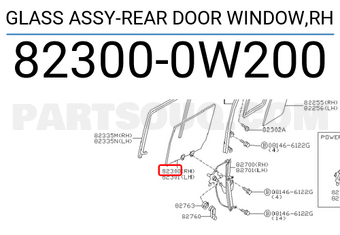 Nissan 823000W200 GLASS ASSY-REAR DOOR WINDOW,RH