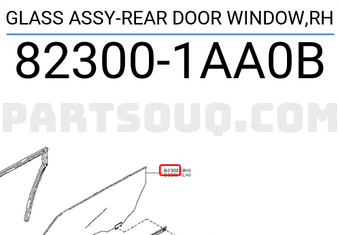 Nissan 823001AA0B GLASS ASSY-REAR DOOR WINDOW,RH