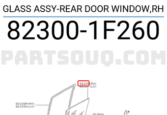 Nissan 823001F260 GLASS ASSY-REAR DOOR WINDOW,RH