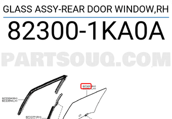 Nissan 823001KA0A GLASS ASSY-REAR DOOR WINDOW,RH
