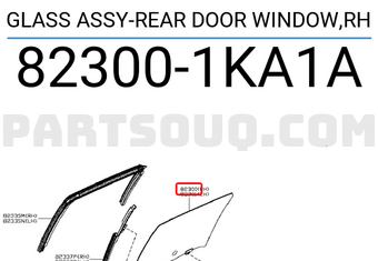 Nissan 823001KA1A GLASS ASSY-REAR DOOR WINDOW,RH