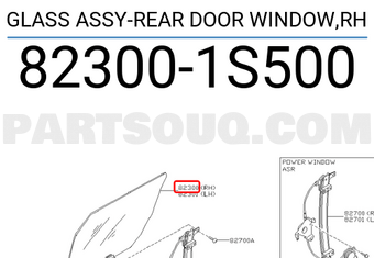 Nissan 823001S500 GLASS ASSY-REAR DOOR WINDOW,RH