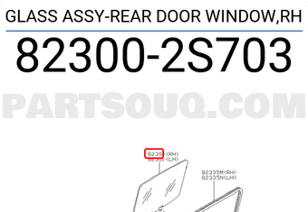 Nissan 823002S703 GLASS ASSY-REAR DOOR WINDOW,RH