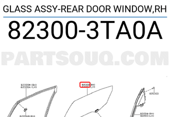 Nissan 823003TA0A GLASS ASSY-REAR DOOR WINDOW,RH