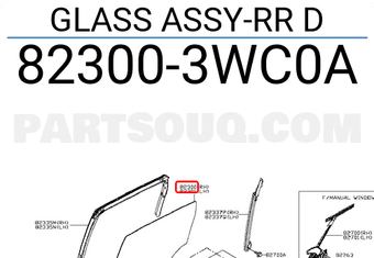 Nissan 823003WC0A GLASS ASSY-RR D