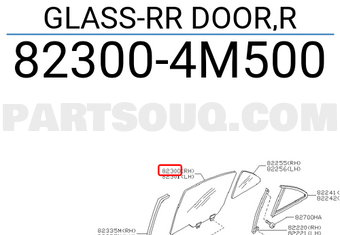 Nissan 823004M500 GLASS-RR DOOR,R