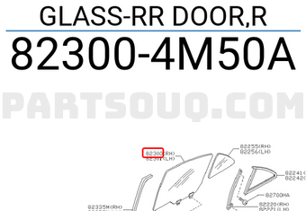 Nissan 823004M50A GLASS-RR DOOR,R